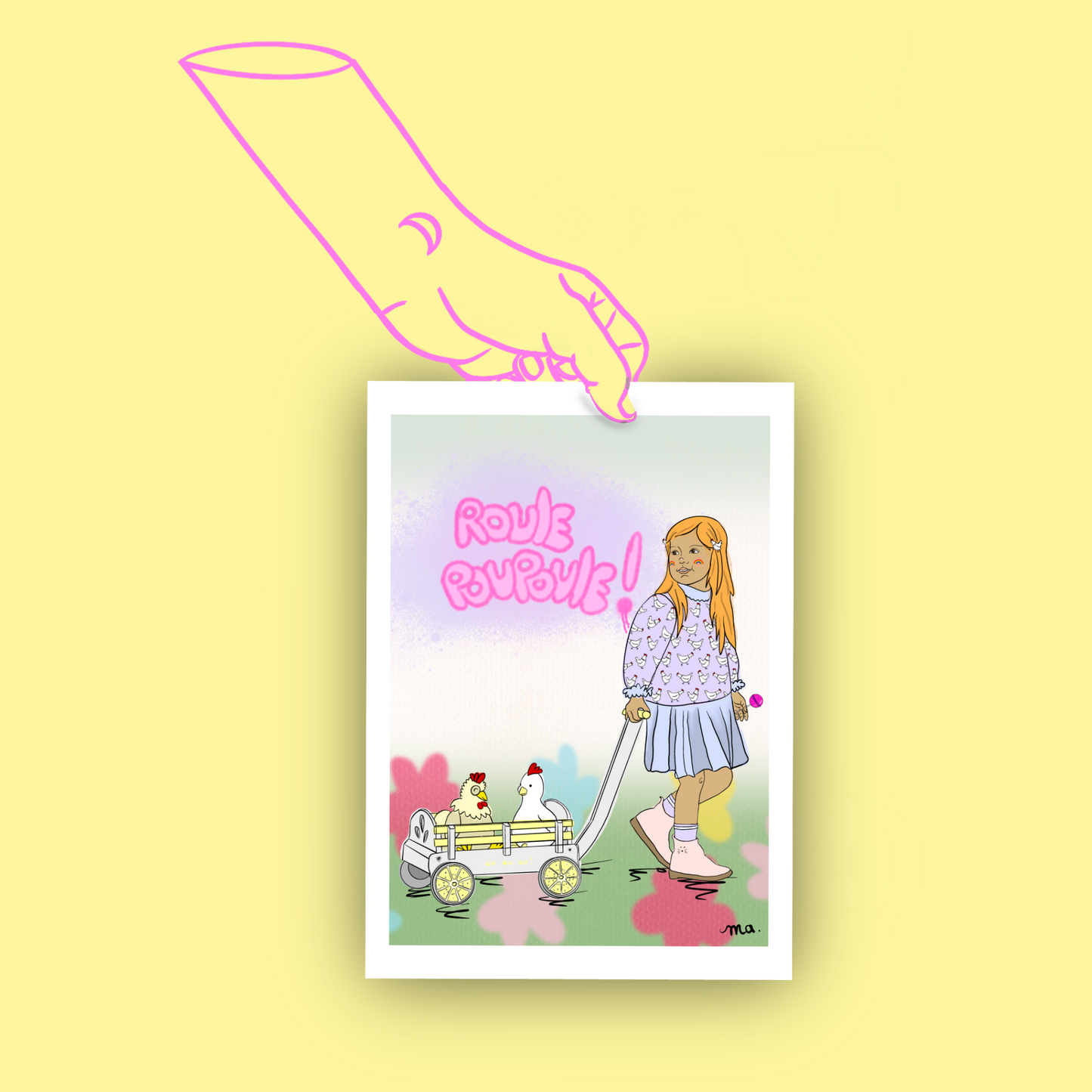 Illustration Roule ma Poule version Pink